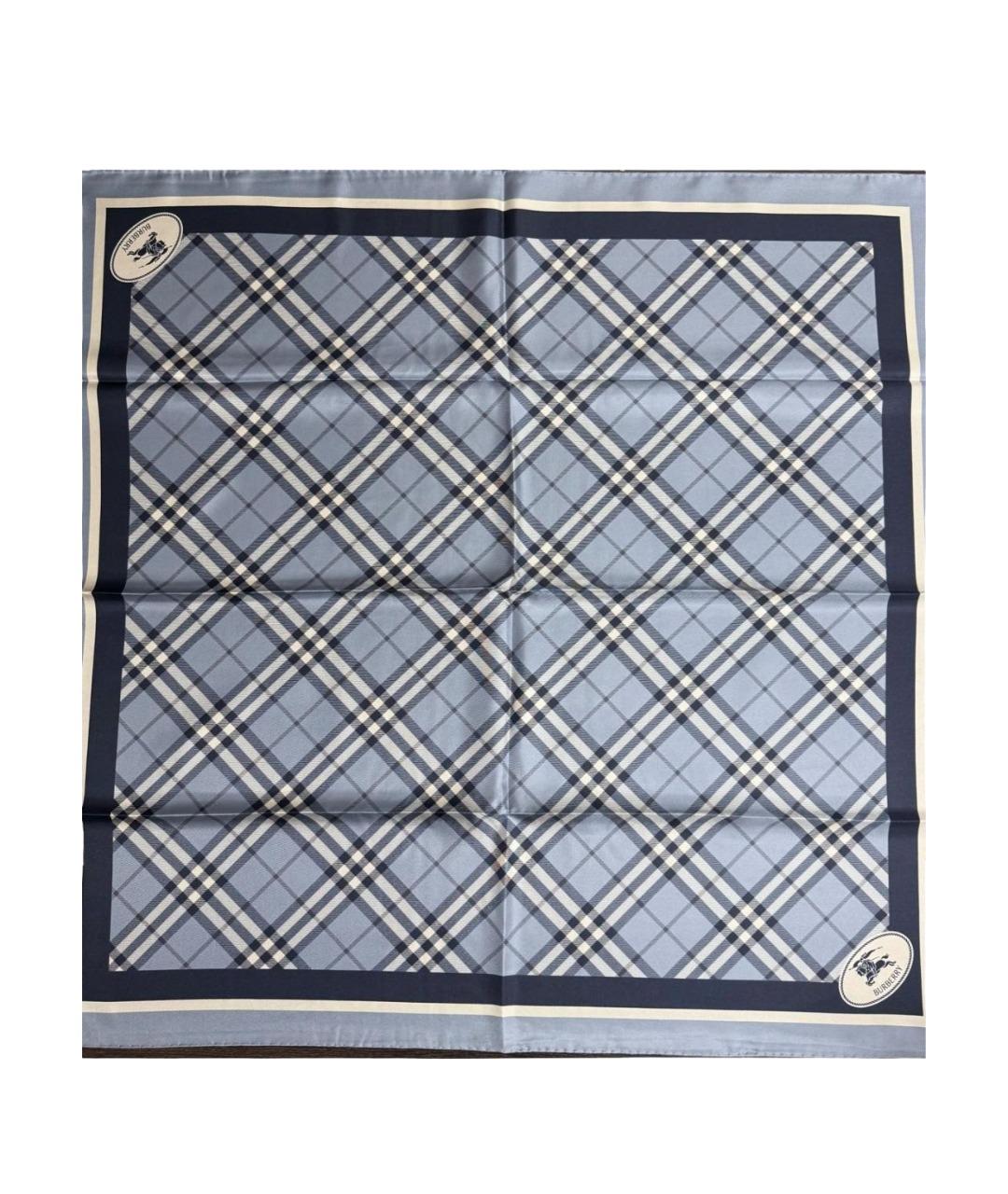 BURBERRY Голубой шелковый платок, фото 1