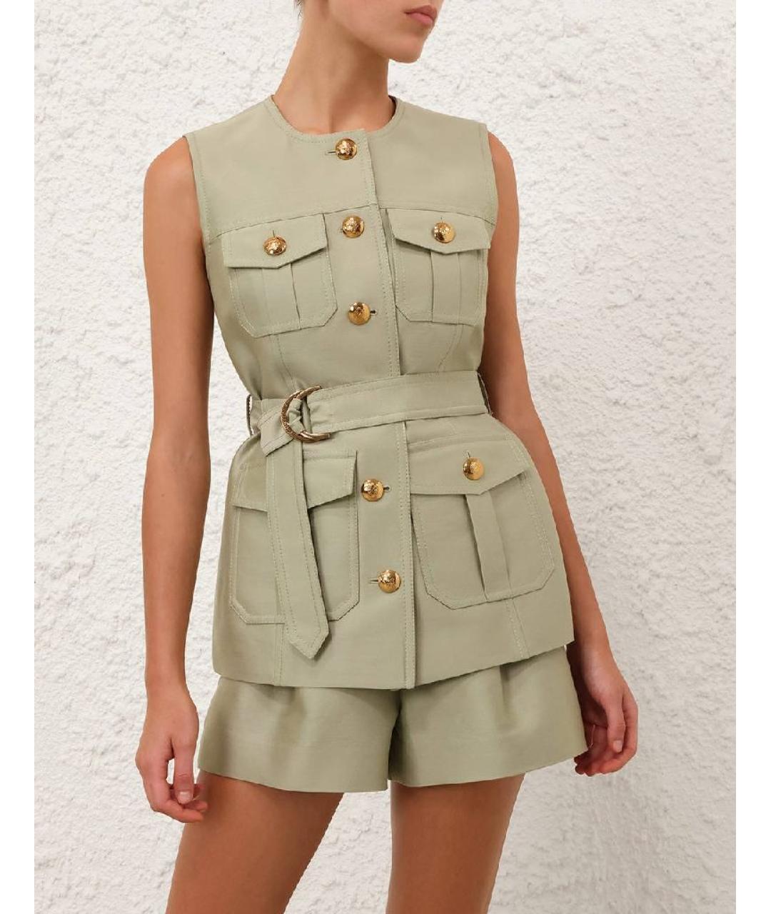 ZIMMERMANN Салатовый шерстяной костюм с брюками, фото 7