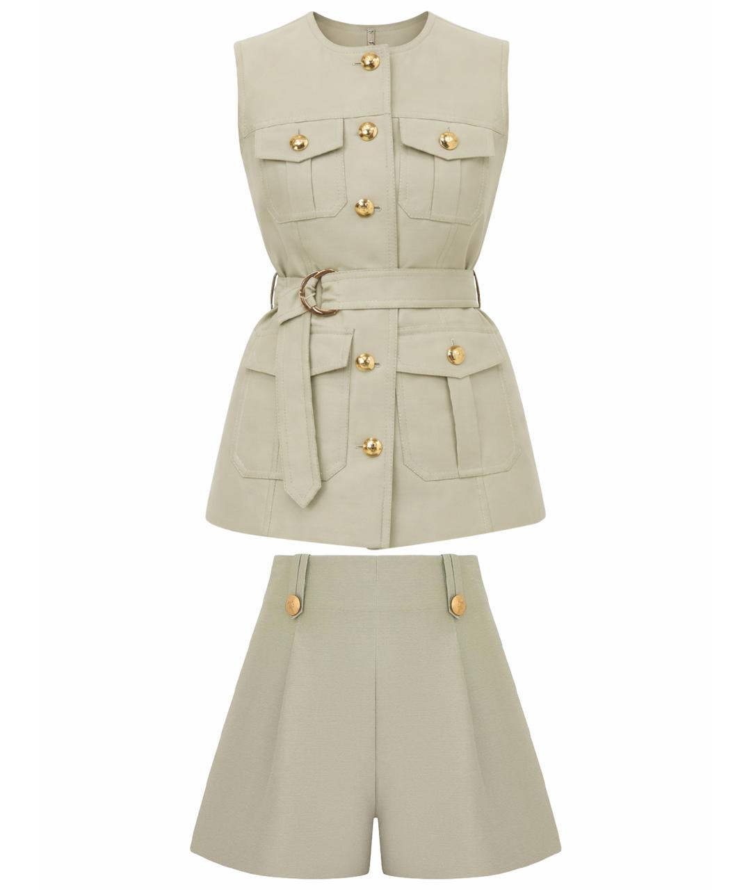 ZIMMERMANN Салатовый шерстяной костюм с брюками, фото 1