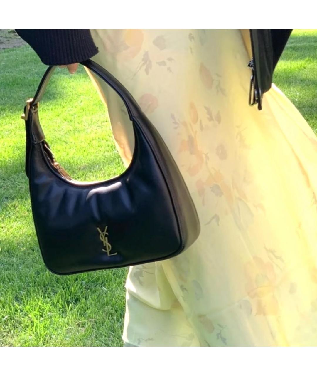 SAINT LAURENT Черная кожаная сумка с короткими ручками, фото 4