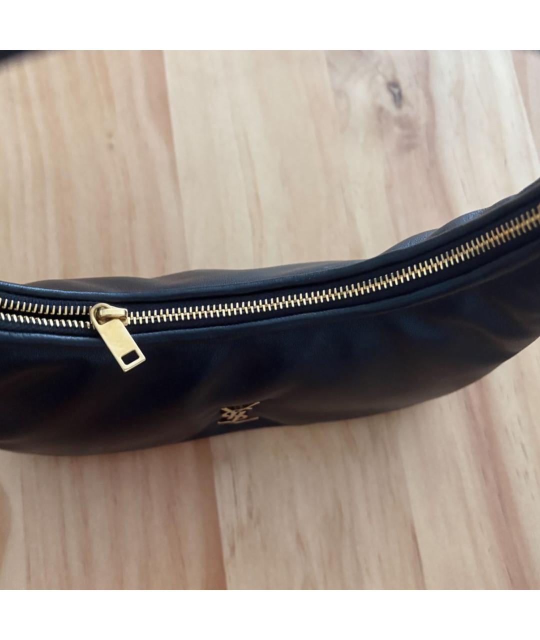 SAINT LAURENT Черная кожаная сумка с короткими ручками, фото 3