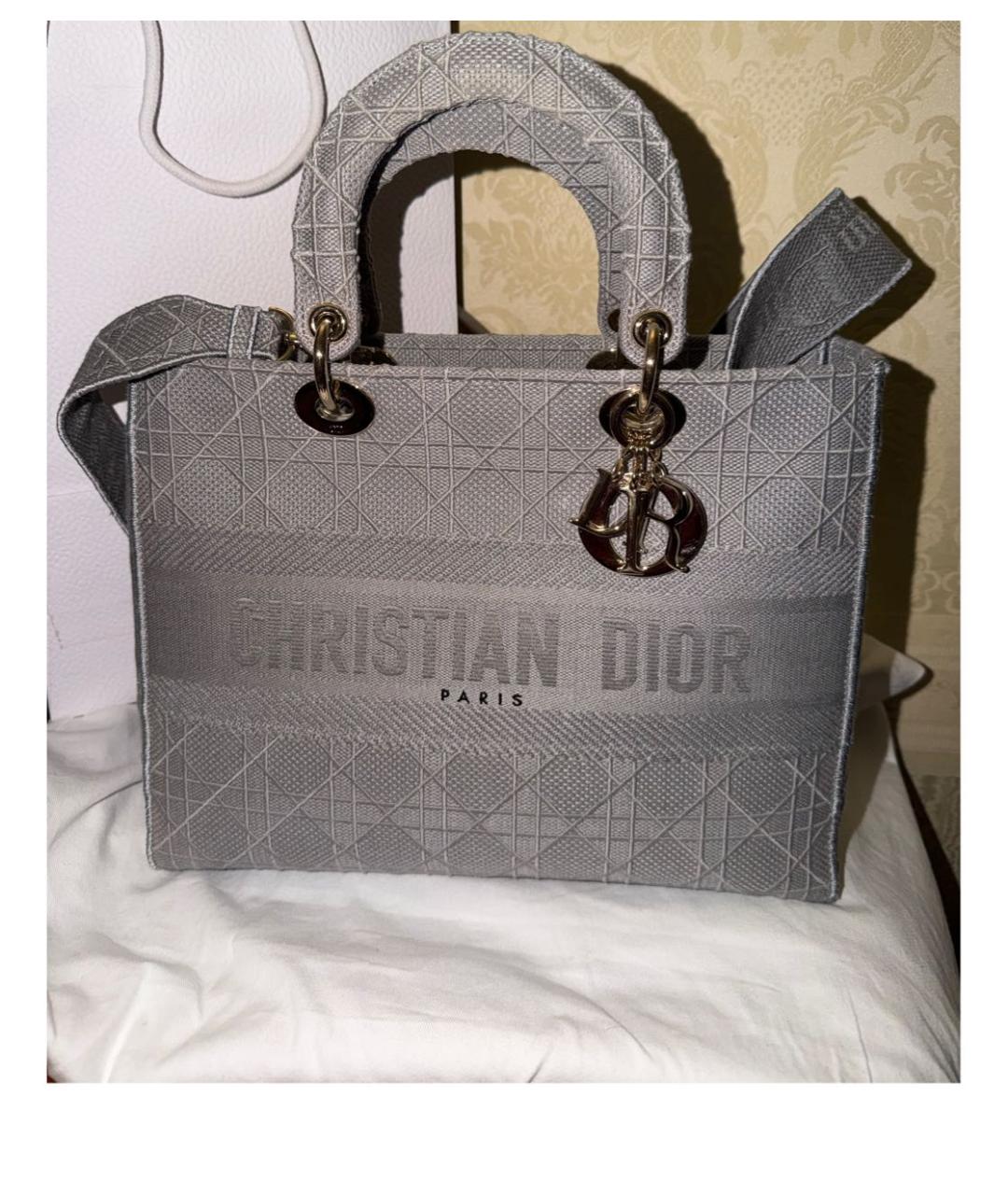 CHRISTIAN DIOR Антрацитовая тканевая сумка с короткими ручками, фото 2