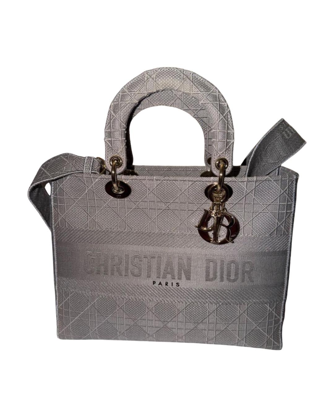 CHRISTIAN DIOR Антрацитовая тканевая сумка с короткими ручками, фото 1