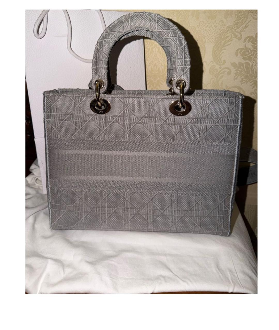 CHRISTIAN DIOR Антрацитовая тканевая сумка с короткими ручками, фото 3