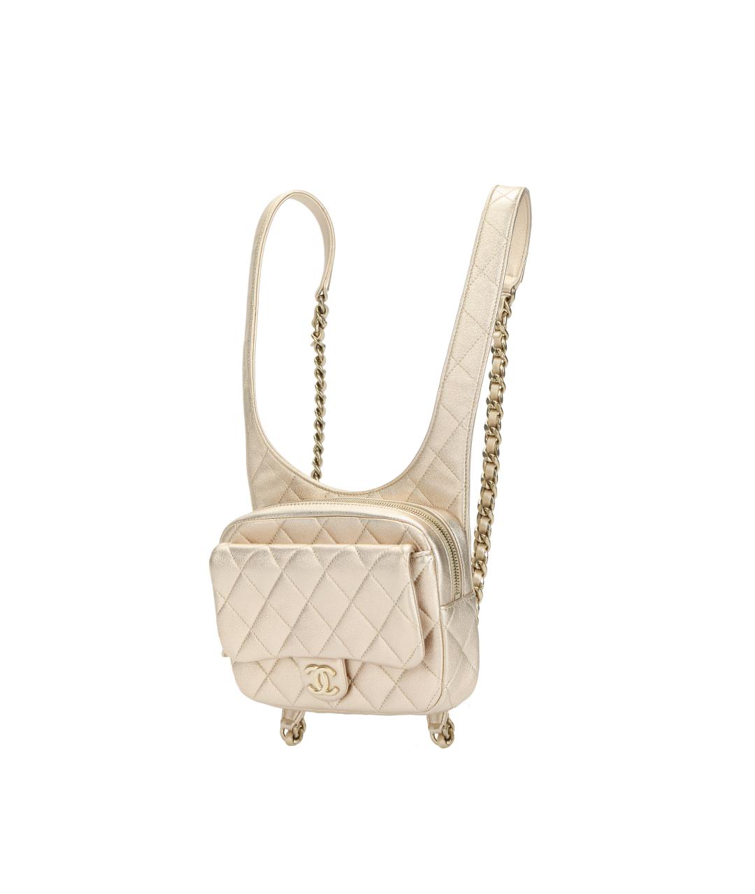 CHANEL Бежевый кожаный рюкзак, фото 2