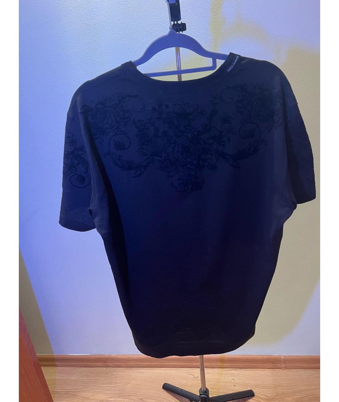 DOLCE&GABBANA Черная хлопковая футболка, фото 2