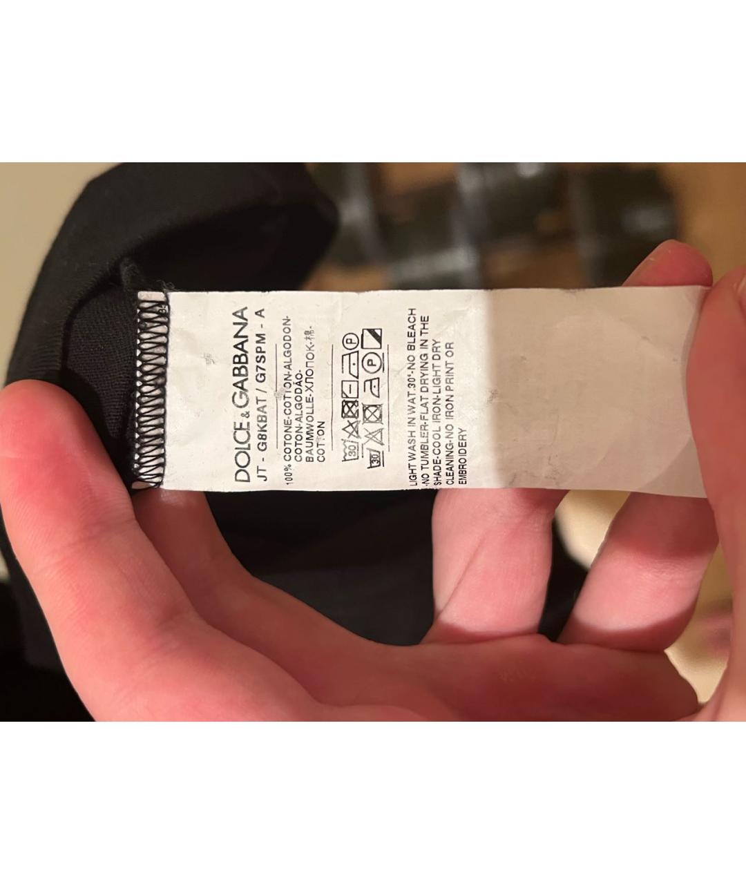 DOLCE&GABBANA Черная хлопковая футболка, фото 6