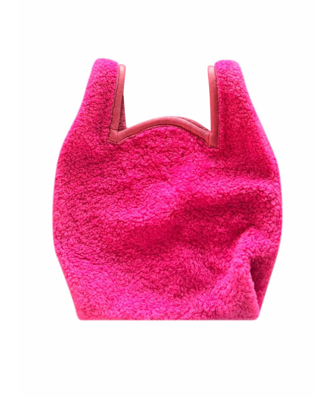 SIMONETTA RAVIZZA Фуксия меховая сумка с короткими ручками, фото 1