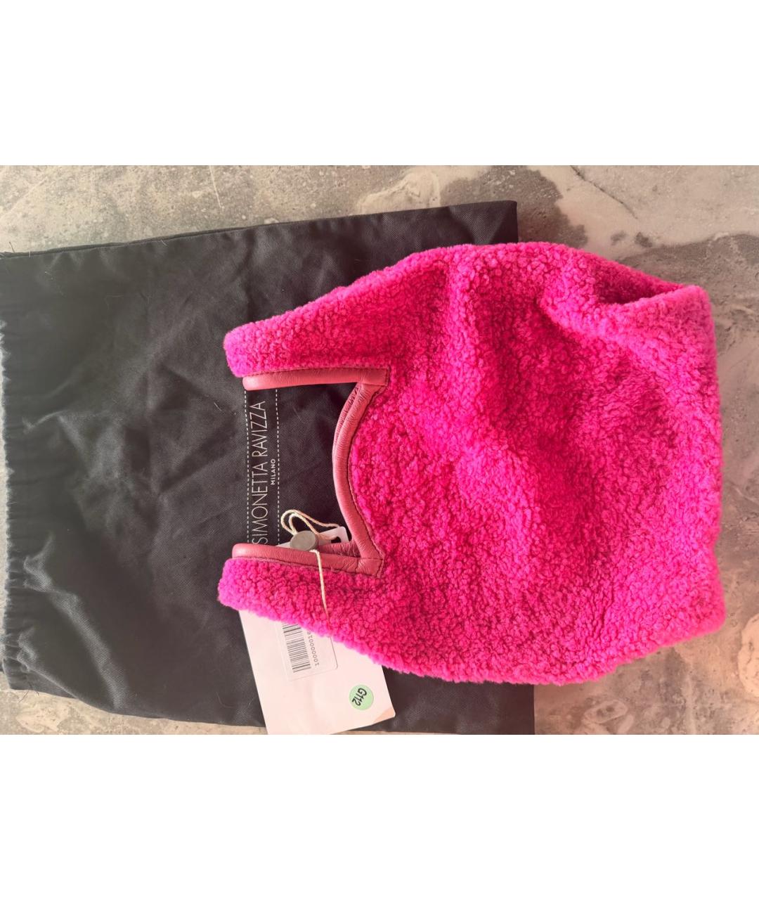 SIMONETTA RAVIZZA Фуксия меховая сумка с короткими ручками, фото 4