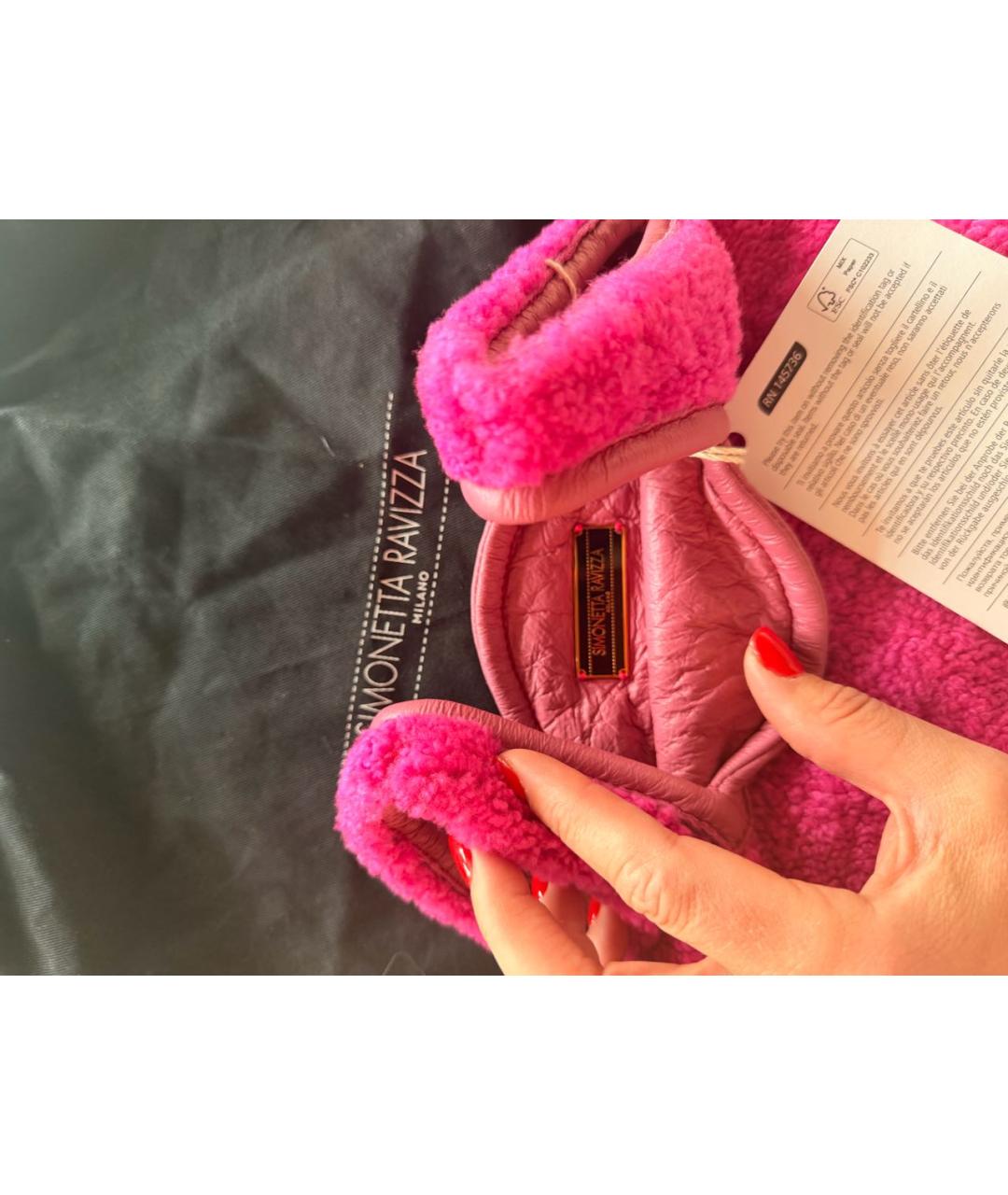 SIMONETTA RAVIZZA Фуксия меховая сумка с короткими ручками, фото 3