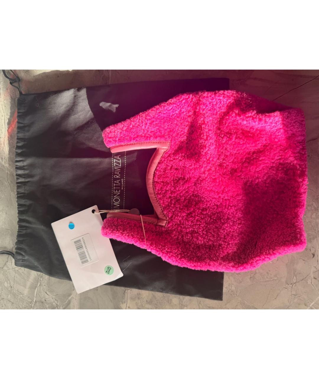 SIMONETTA RAVIZZA Фуксия меховая сумка с короткими ручками, фото 2