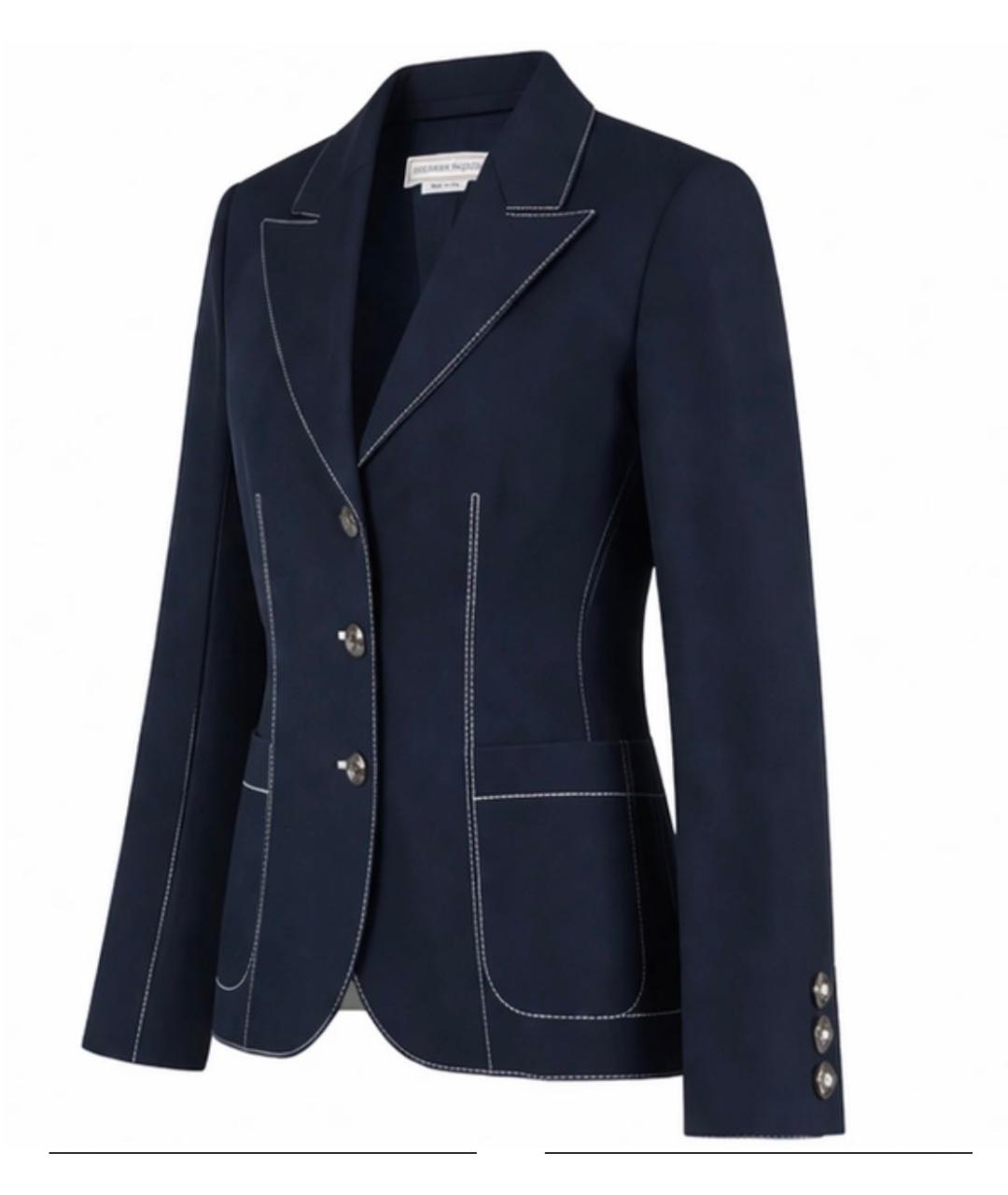 ALEXANDER MCQUEEN Темно-синий хлопковый жакет/пиджак, фото 4