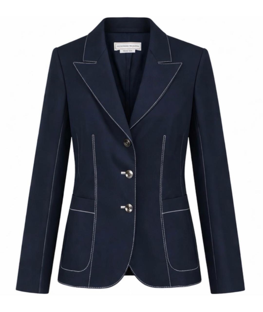 ALEXANDER MCQUEEN Темно-синий хлопковый жакет/пиджак, фото 5