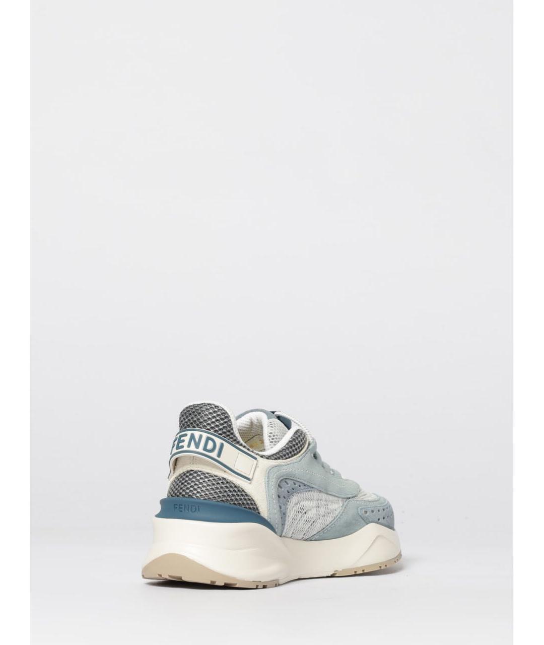 FENDI Голубые текстильные кроссовки, фото 3