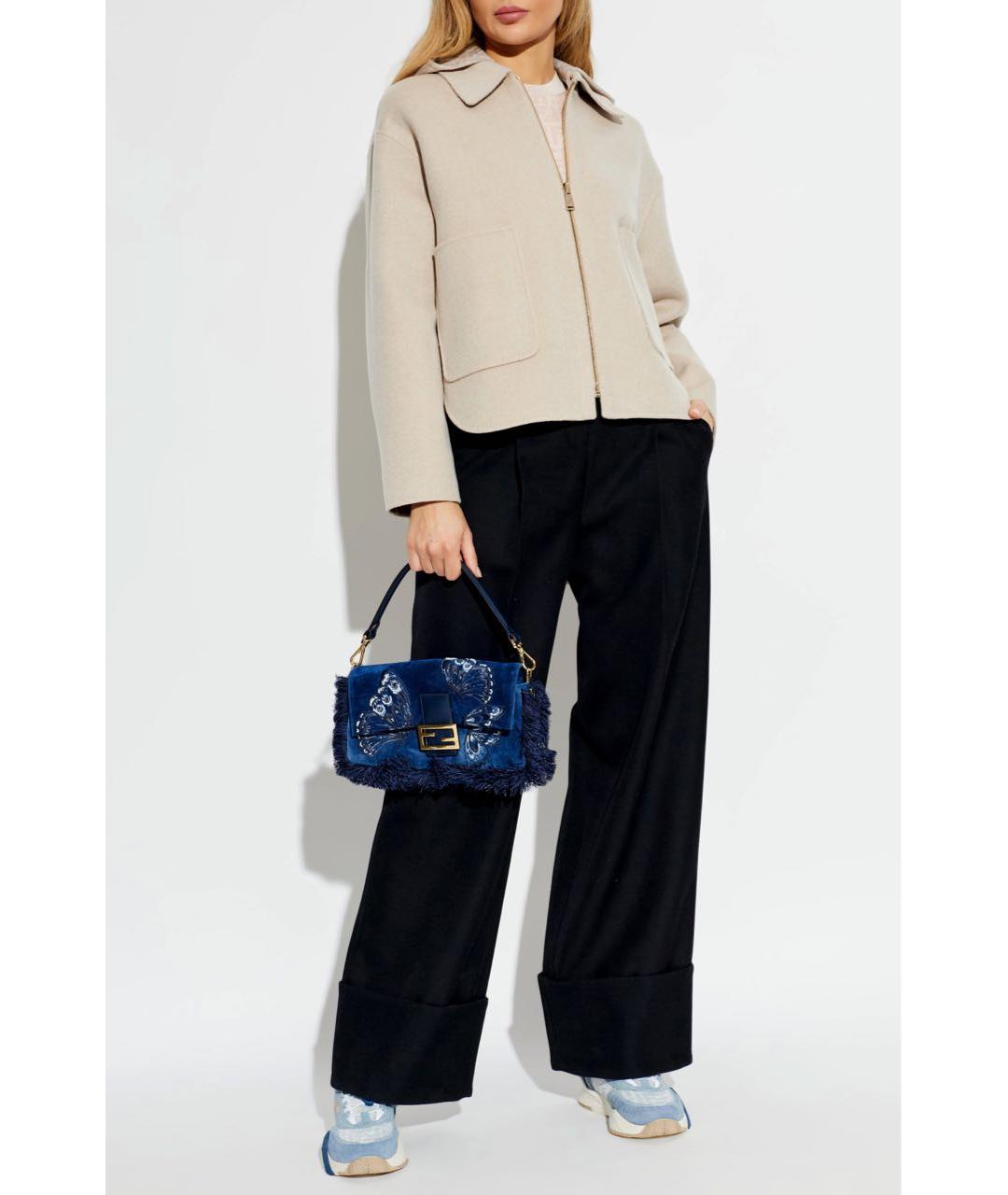 FENDI Голубые текстильные кроссовки, фото 6