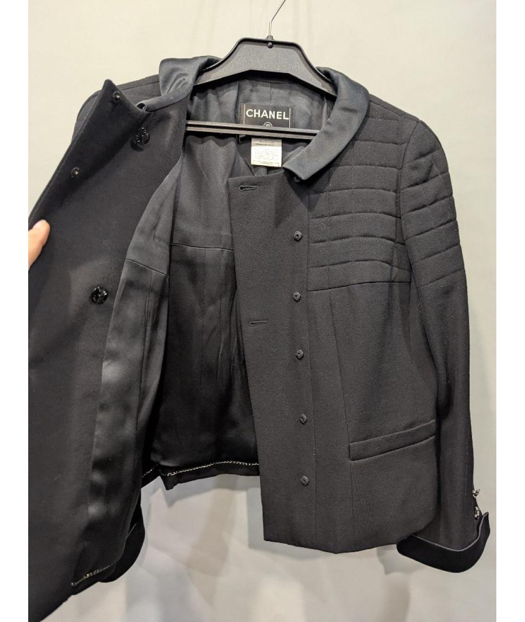 CHANEL Черный шерстяной жакет/пиджак, фото 5