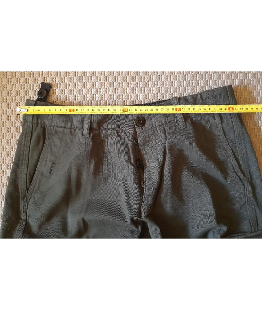 STONE ISLAND Зеленые хлопковые повседневные брюки, фото 3