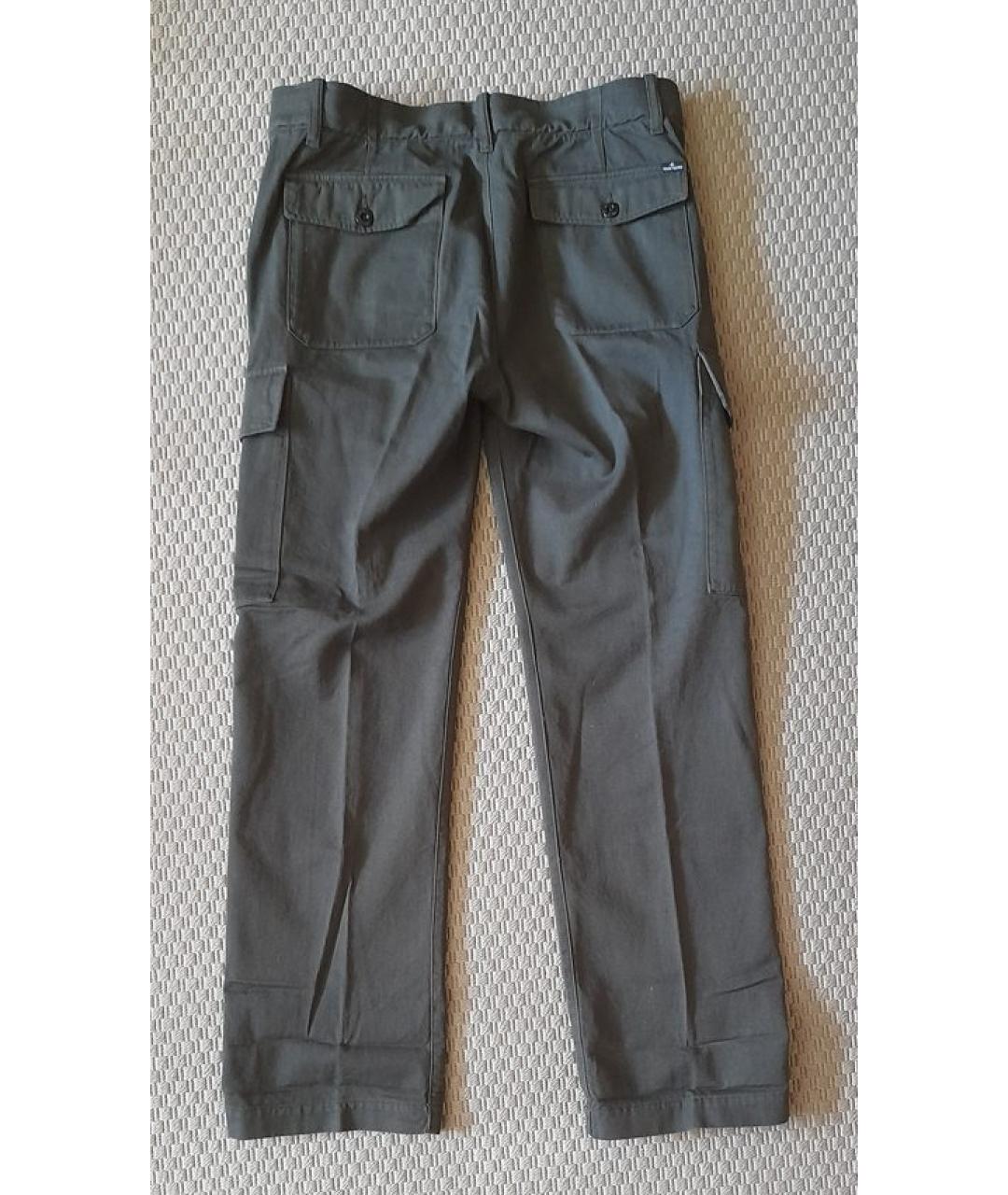 STONE ISLAND Зеленые хлопковые повседневные брюки, фото 2