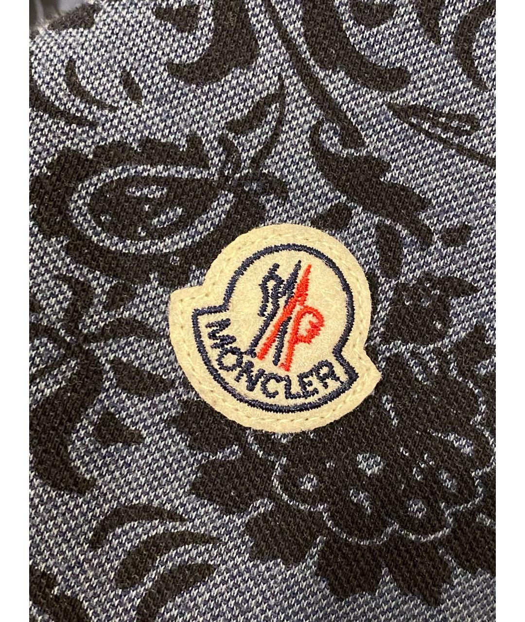 MONCLER Темно-синее хлопко-полиэстеровое поло с коротким рукавом, фото 7