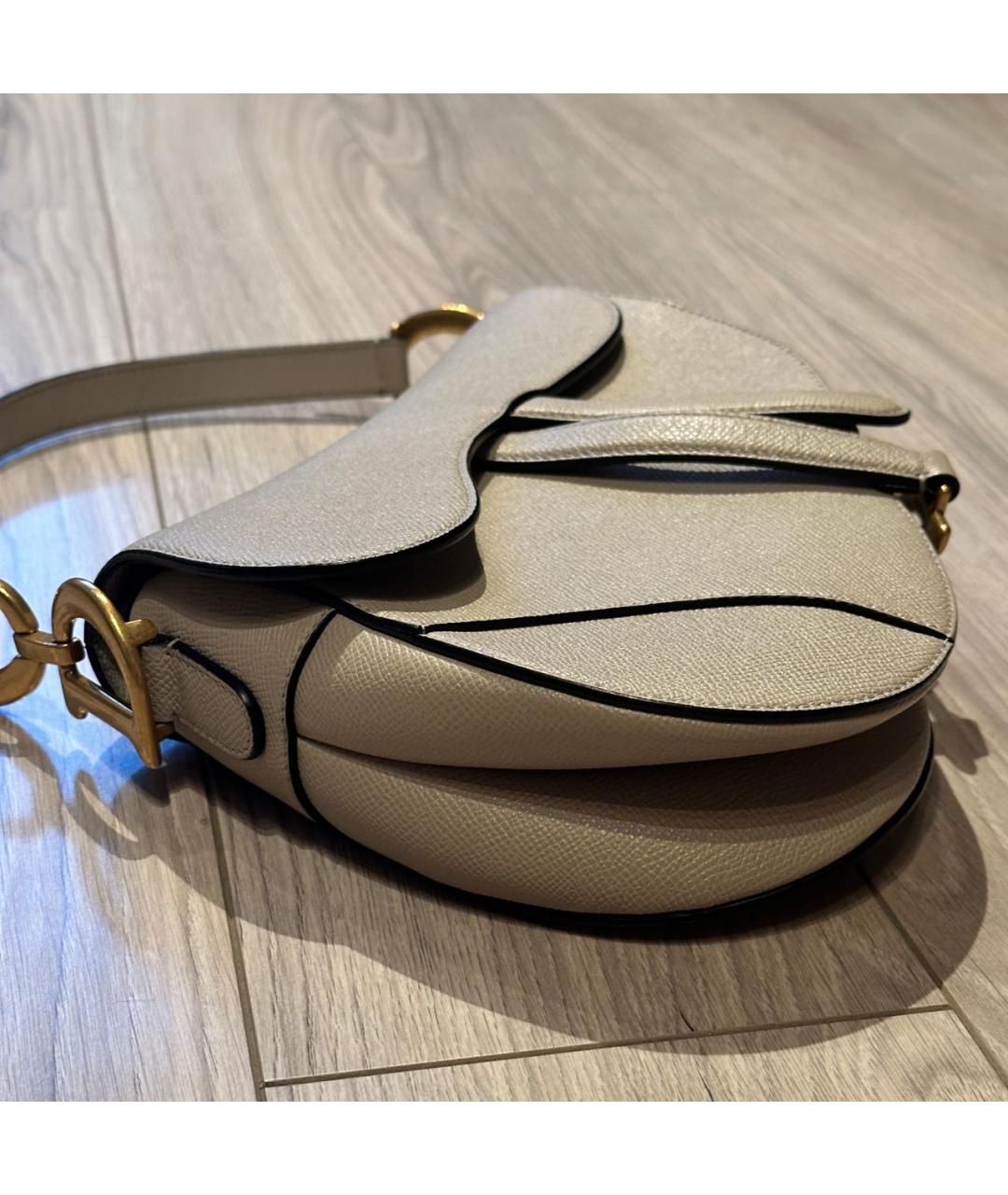 CHRISTIAN DIOR Бежевая кожаная сумка с короткими ручками, фото 2