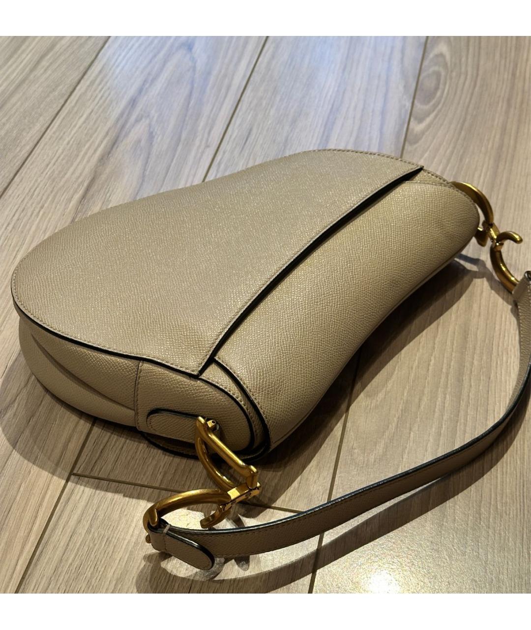 CHRISTIAN DIOR Бежевая кожаная сумка с короткими ручками, фото 3