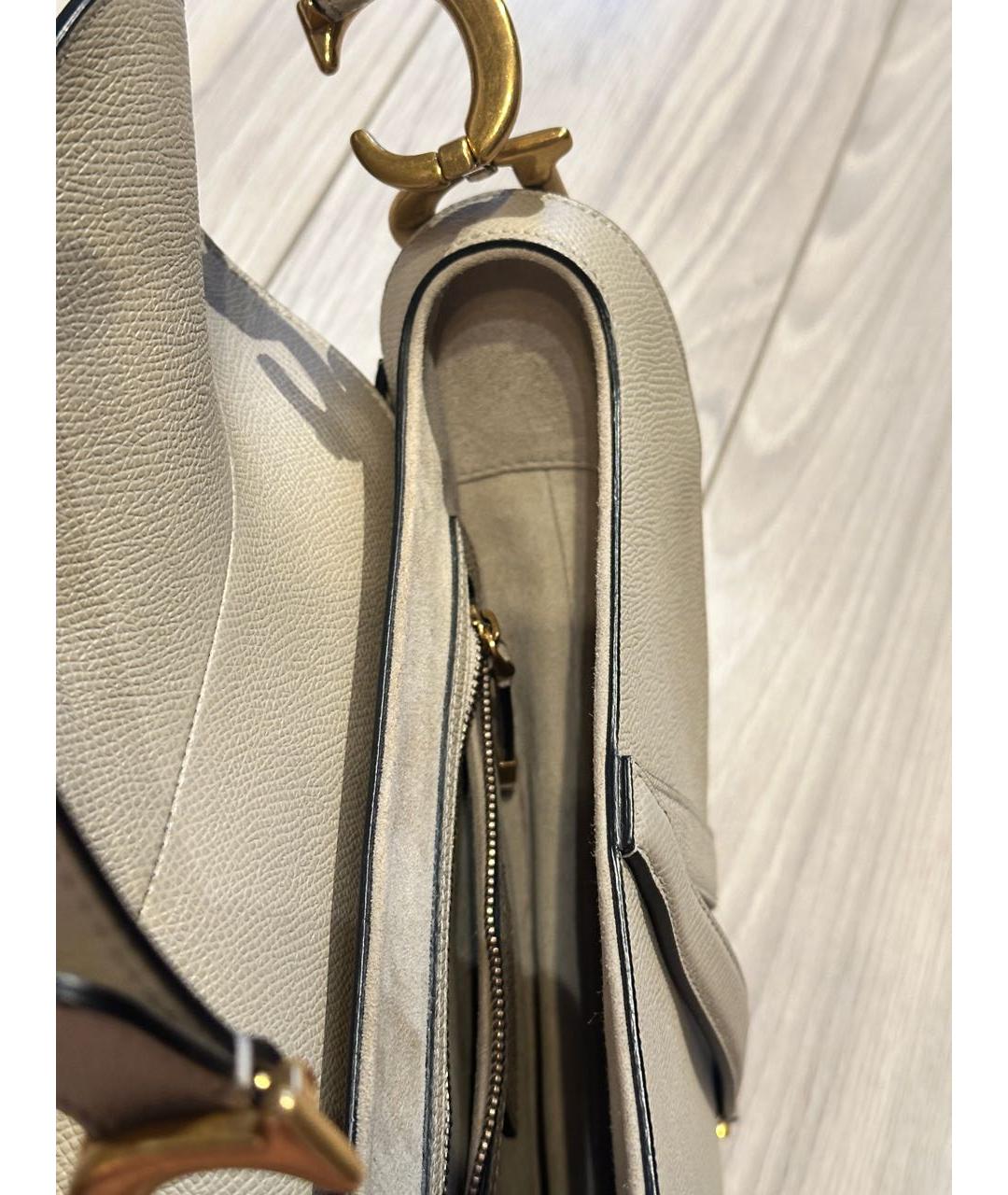 CHRISTIAN DIOR Бежевая кожаная сумка с короткими ручками, фото 4