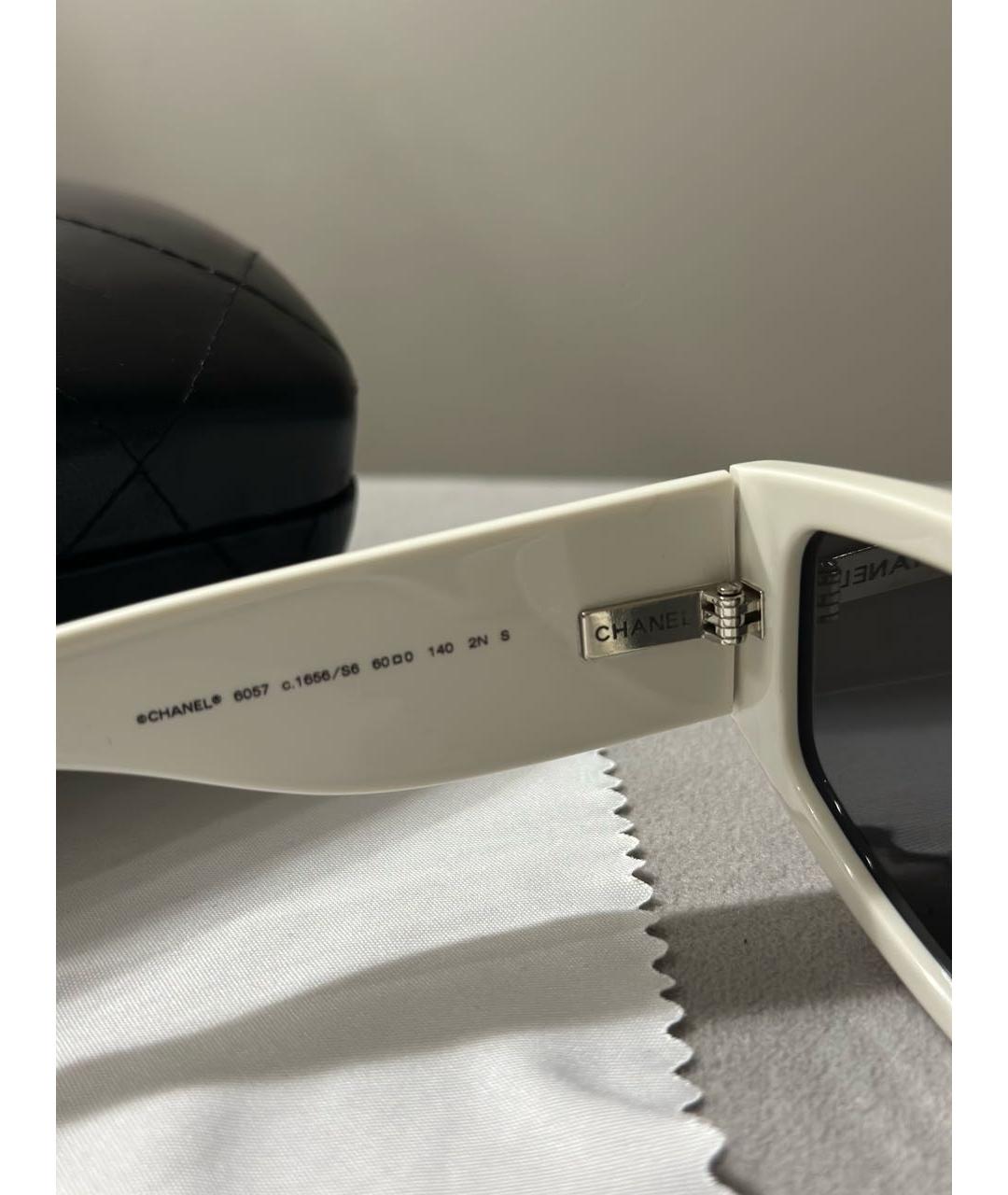 CHANEL Белые пластиковые солнцезащитные очки, фото 6
