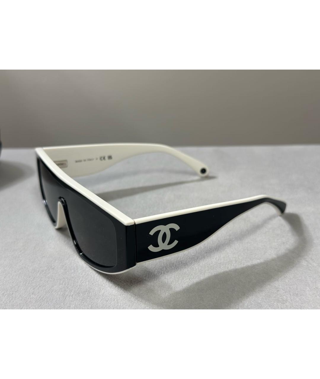 CHANEL Белые пластиковые солнцезащитные очки, фото 3