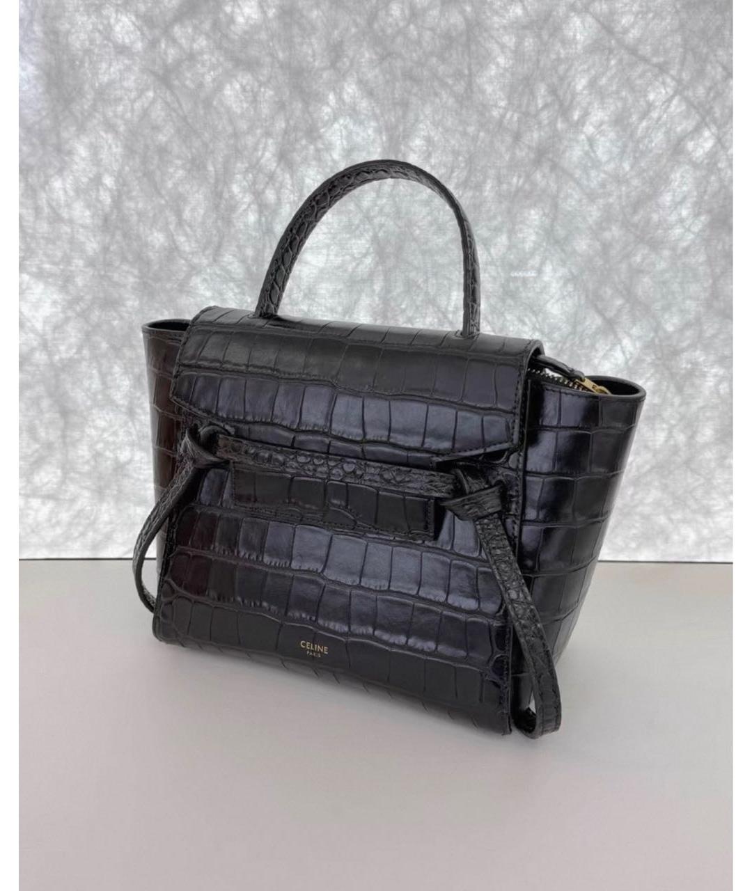 CELINE Черная кожаная сумка с короткими ручками, фото 3