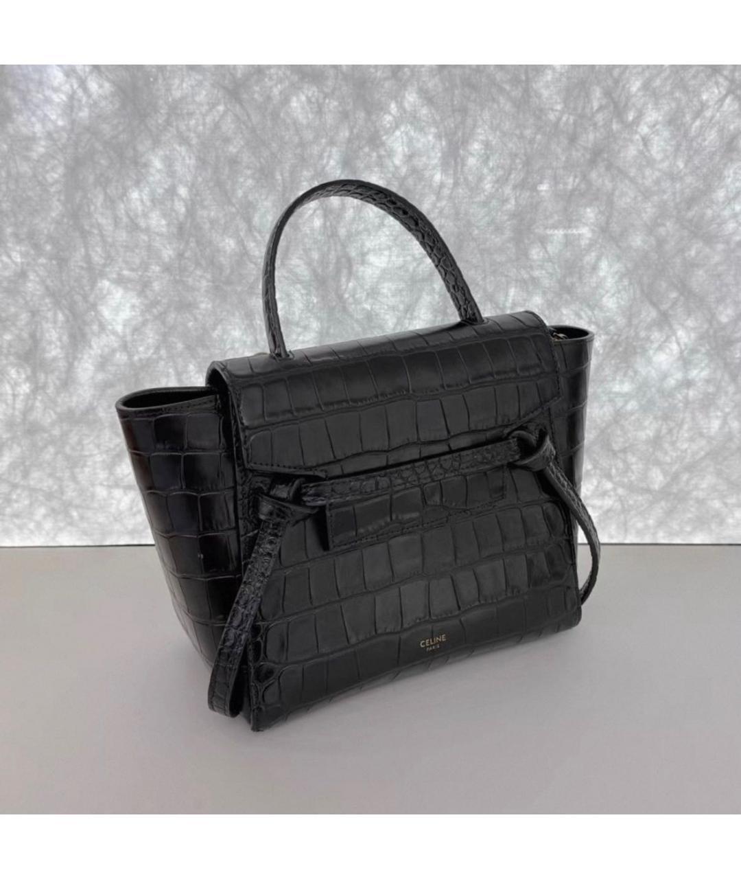 CELINE Черная кожаная сумка с короткими ручками, фото 4