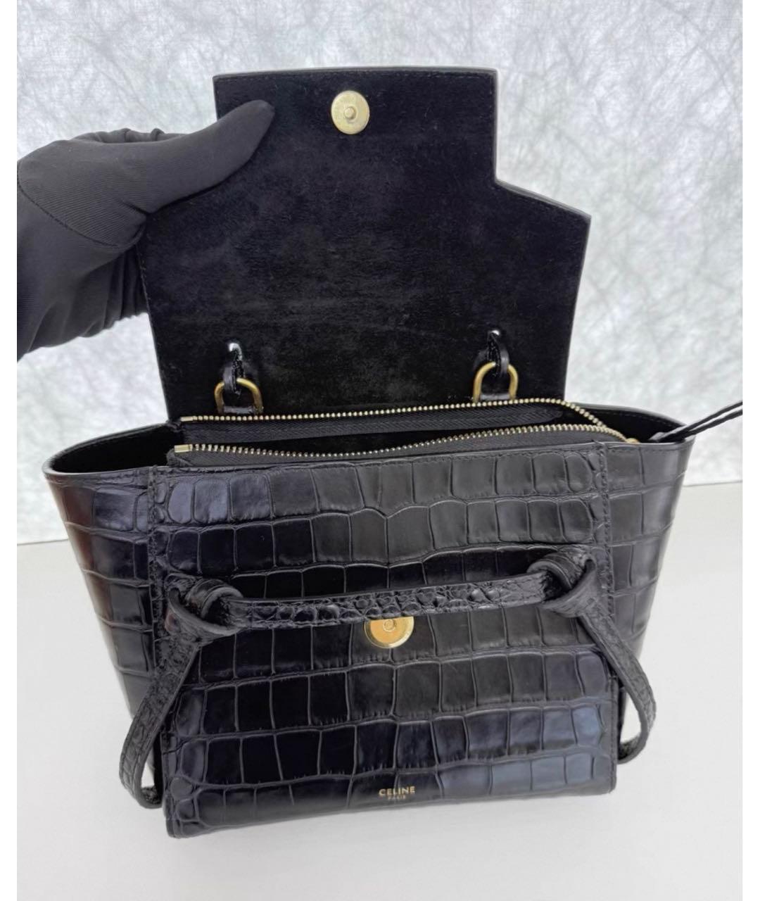 CELINE Черная кожаная сумка с короткими ручками, фото 7