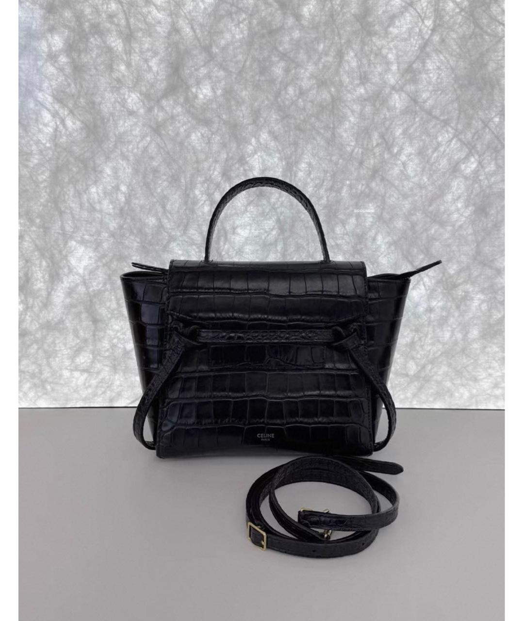 CELINE Черная кожаная сумка с короткими ручками, фото 9