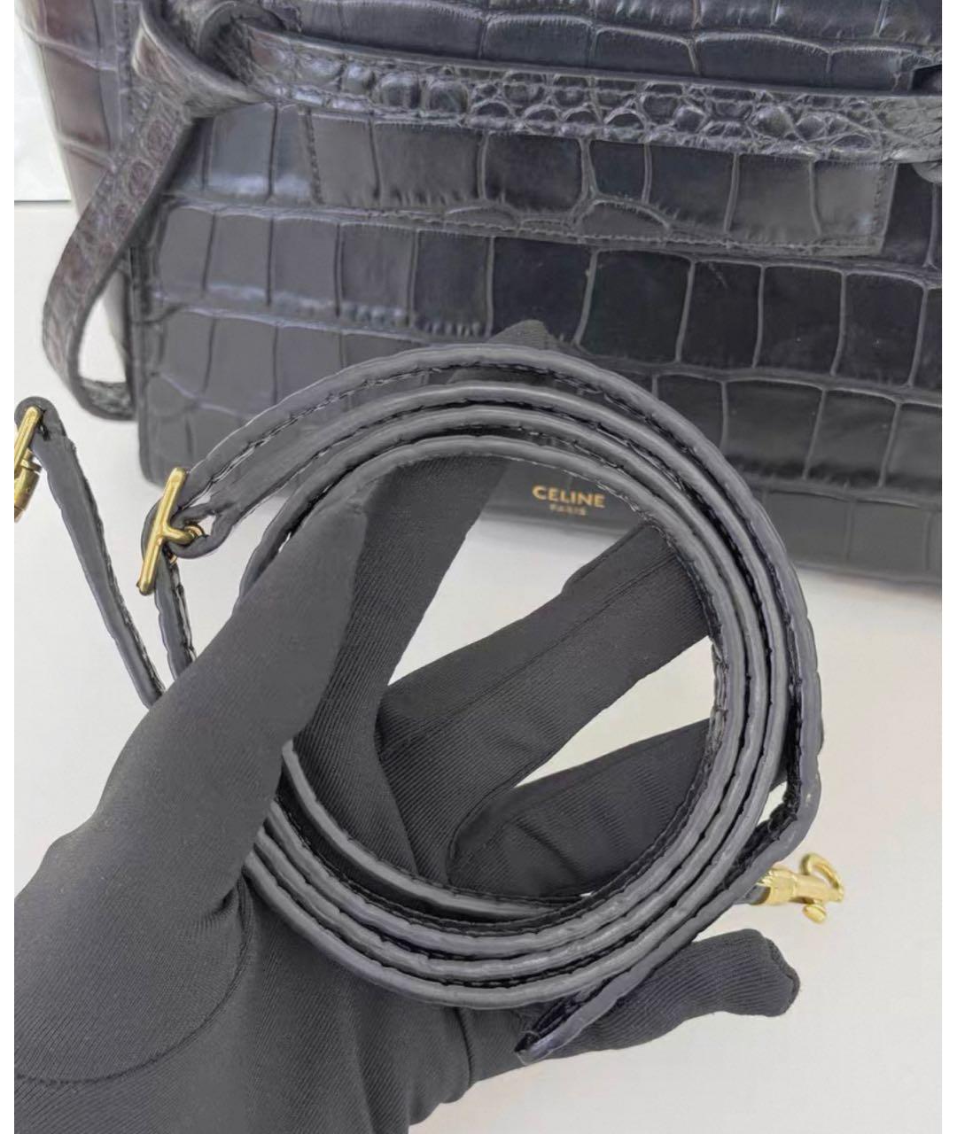 CELINE Черная кожаная сумка с короткими ручками, фото 8