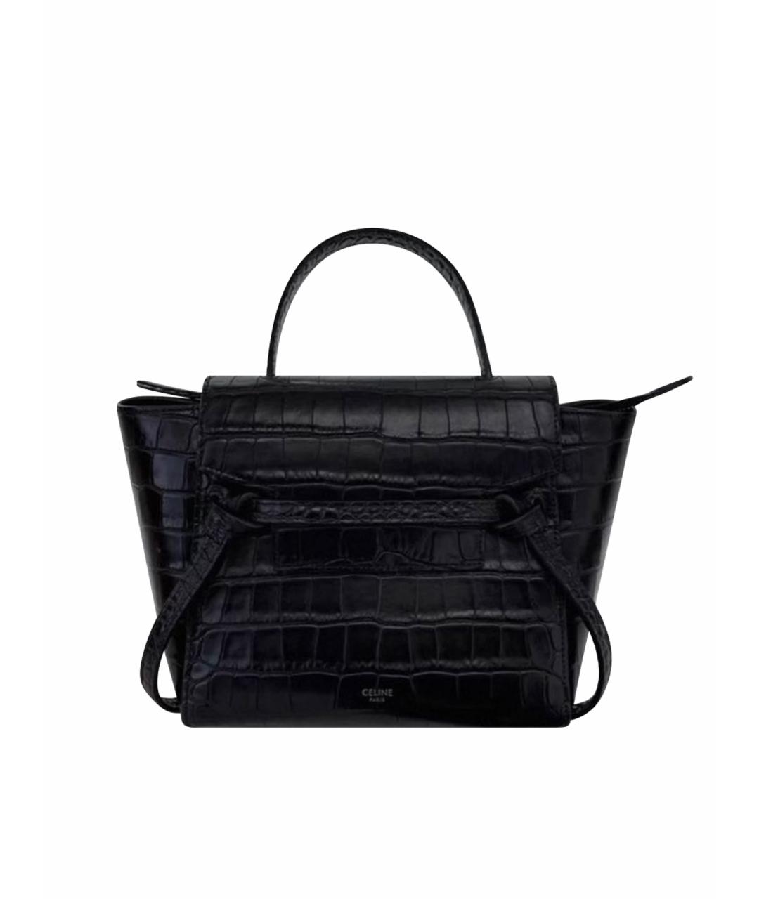 CELINE Черная кожаная сумка с короткими ручками, фото 1