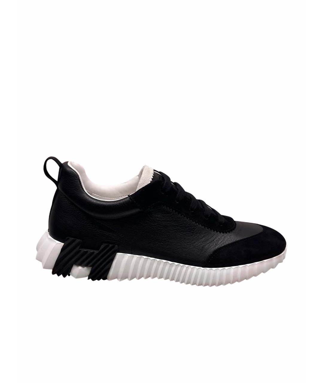 HERMES Черные кожаные низкие кроссовки / кеды, фото 1