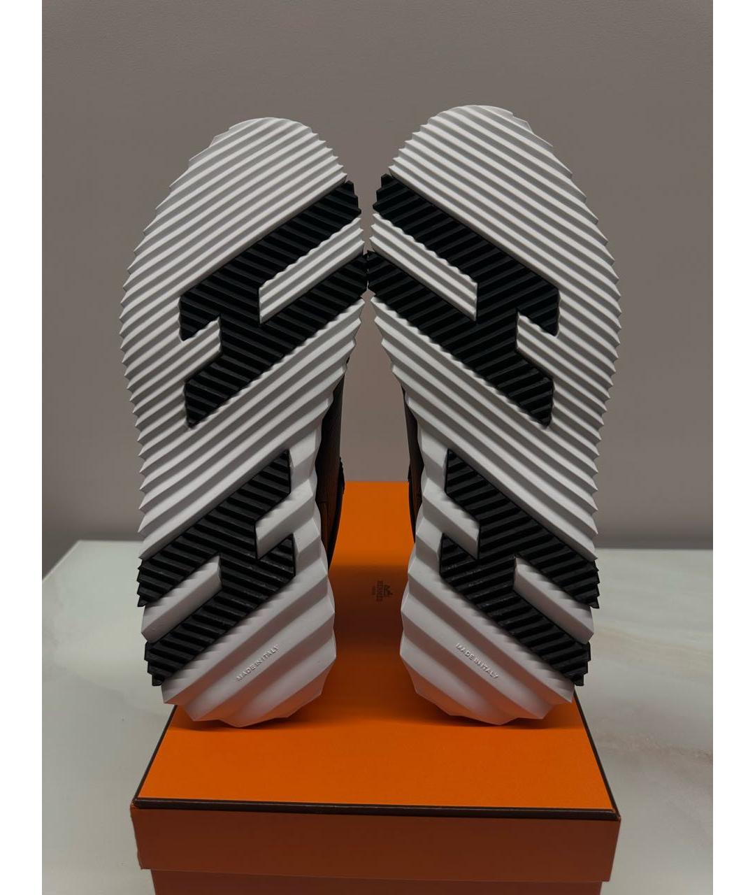 HERMES Черные кожаные низкие кроссовки / кеды, фото 4