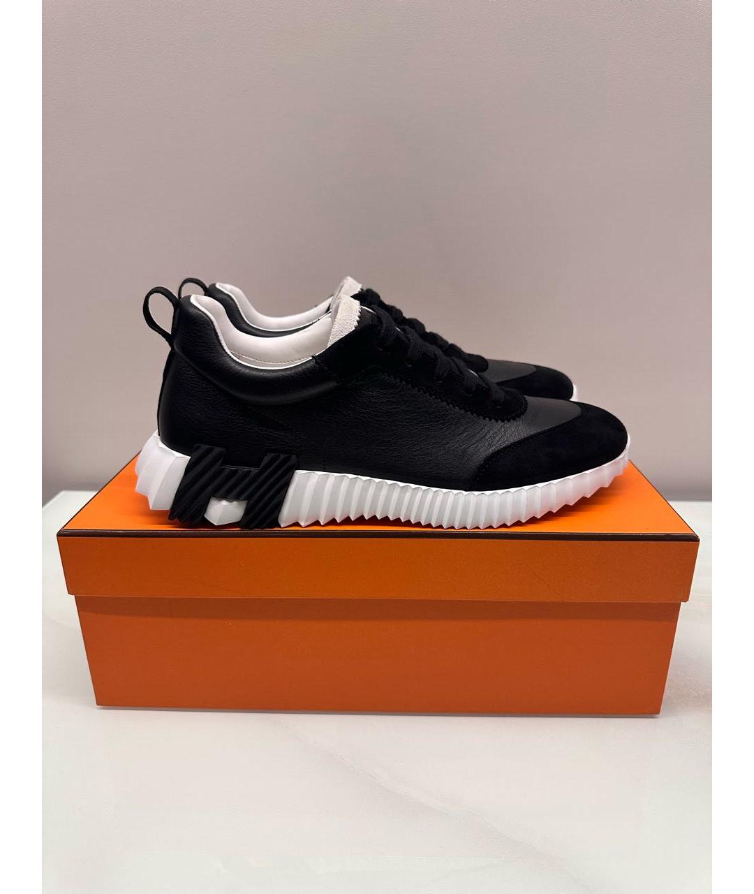 HERMES Черные кожаные низкие кроссовки / кеды, фото 8