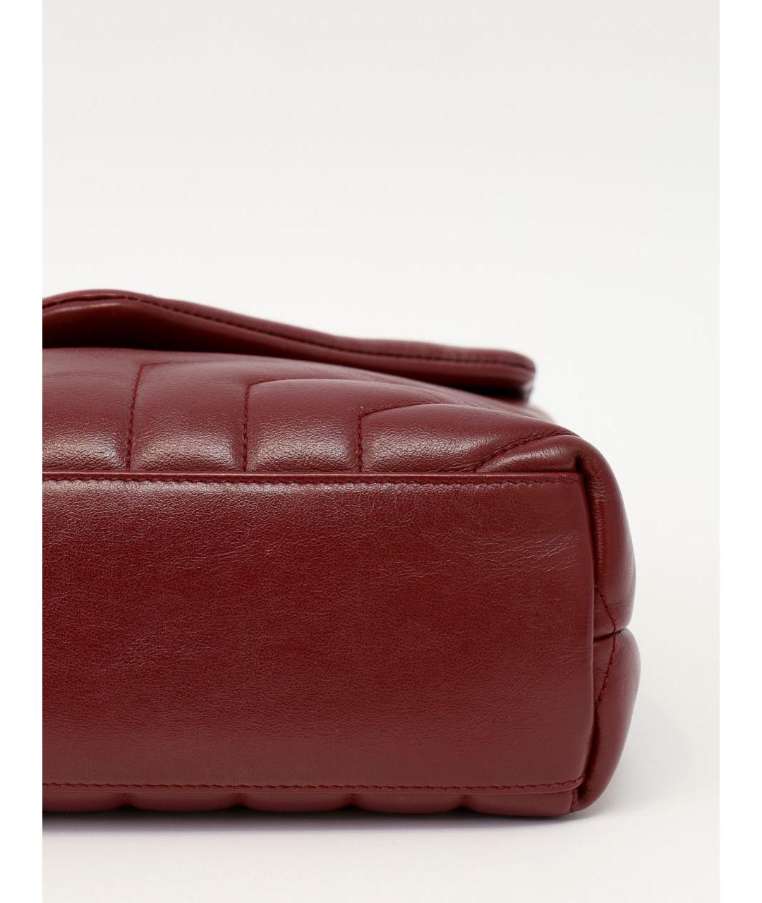 SAINT LAURENT Бордовая кожаная сумка через плечо, фото 6