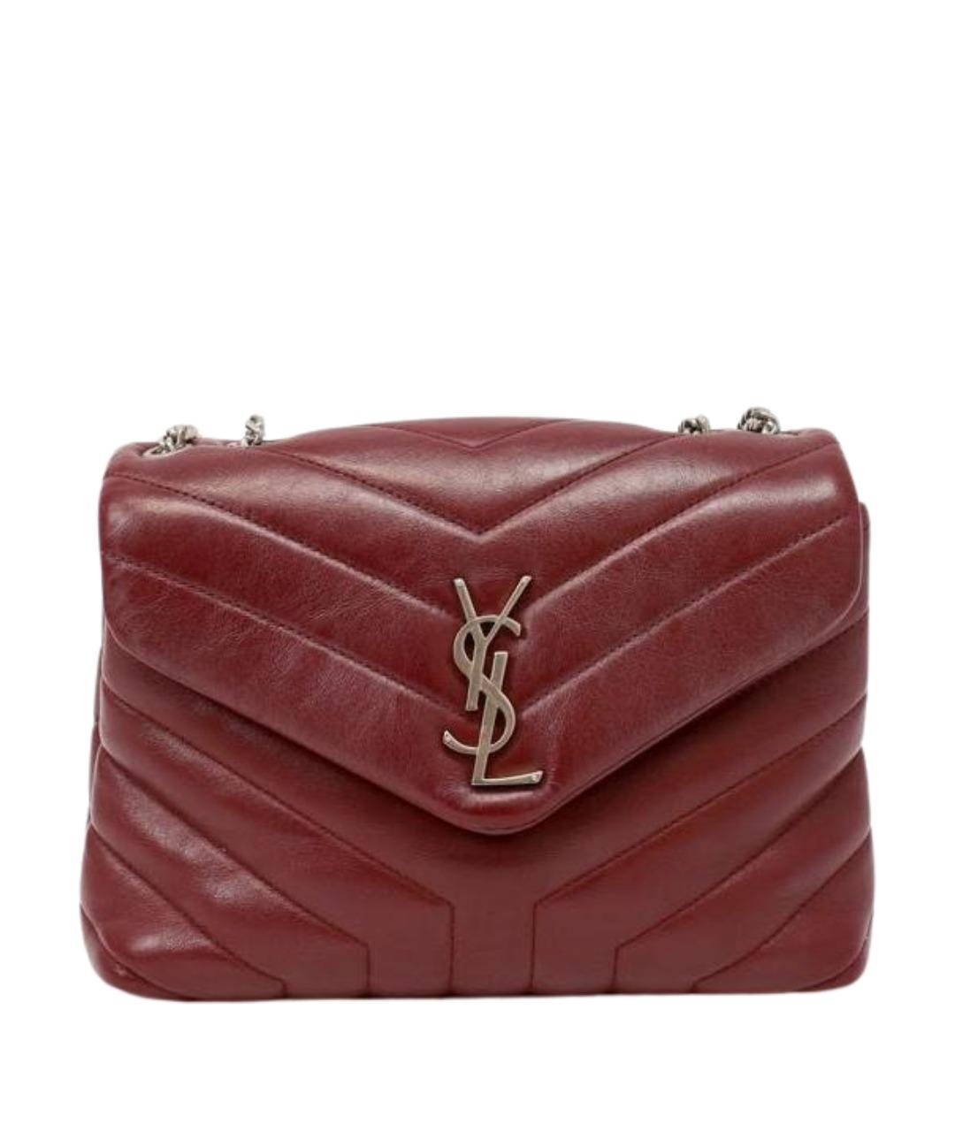 SAINT LAURENT Бордовая кожаная сумка через плечо, фото 1