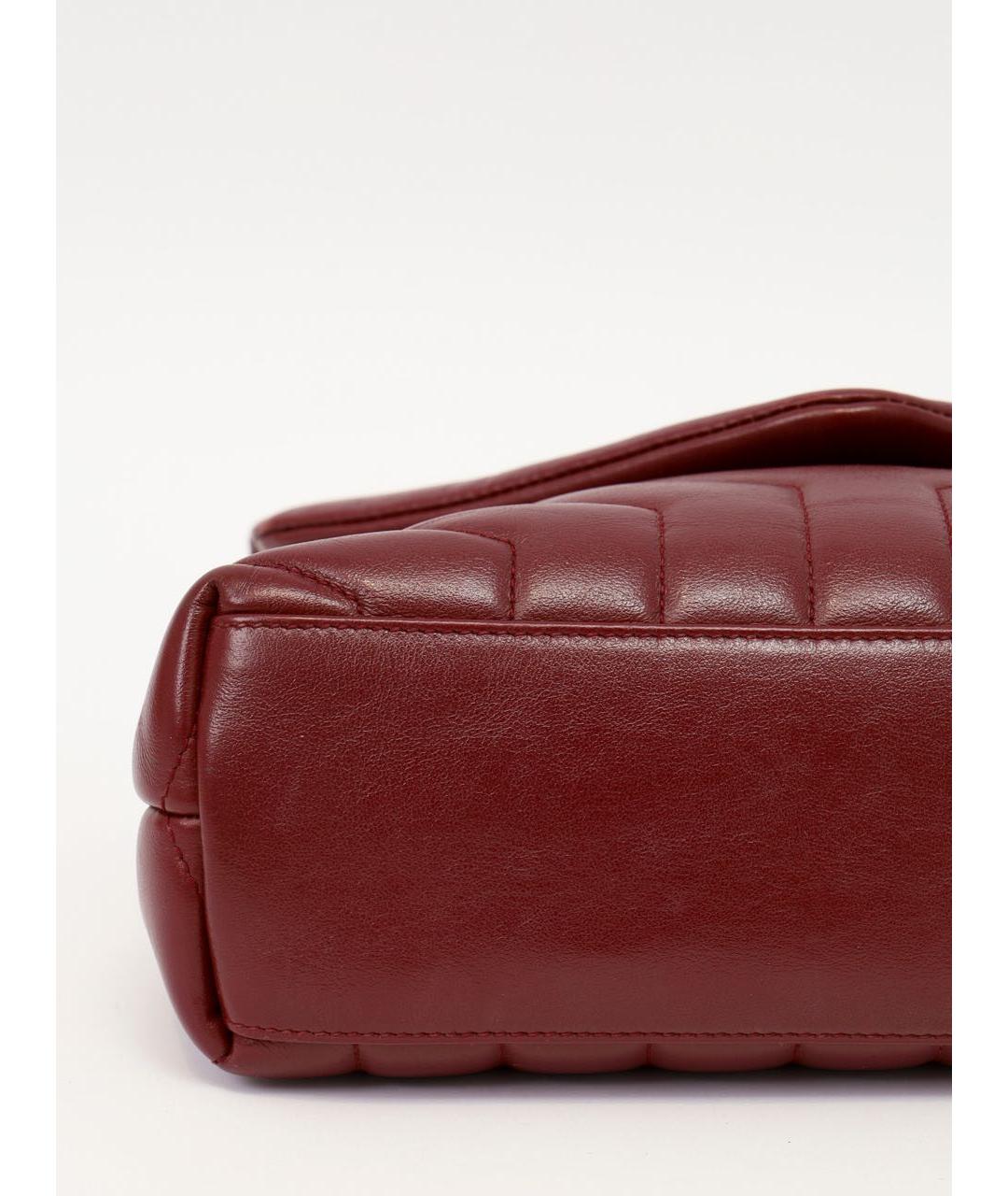 SAINT LAURENT Бордовая кожаная сумка через плечо, фото 5