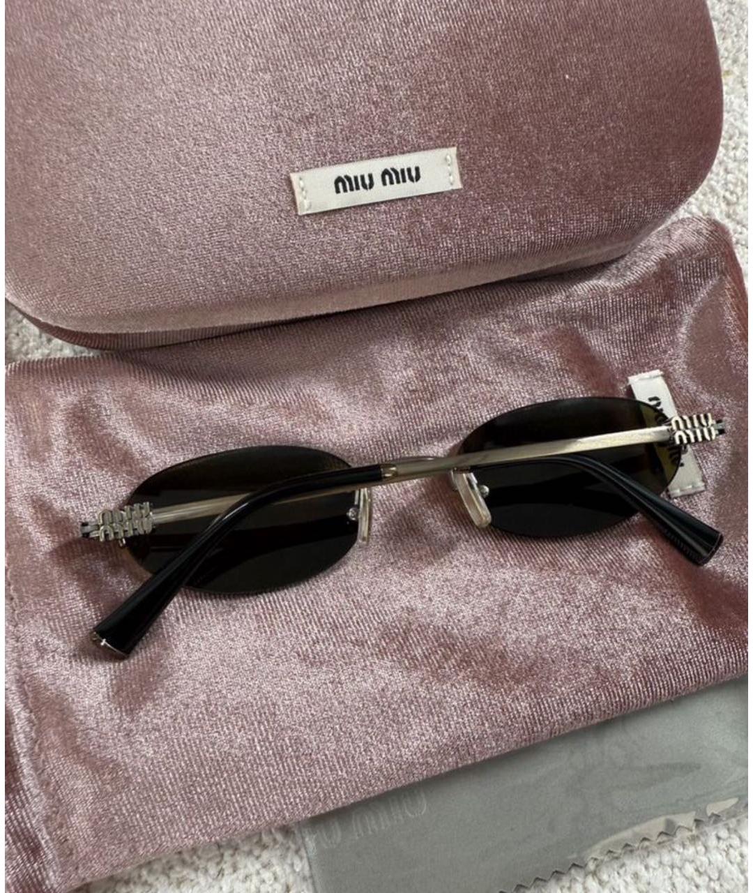 MIU MIU Коричневые металлические солнцезащитные очки, фото 4