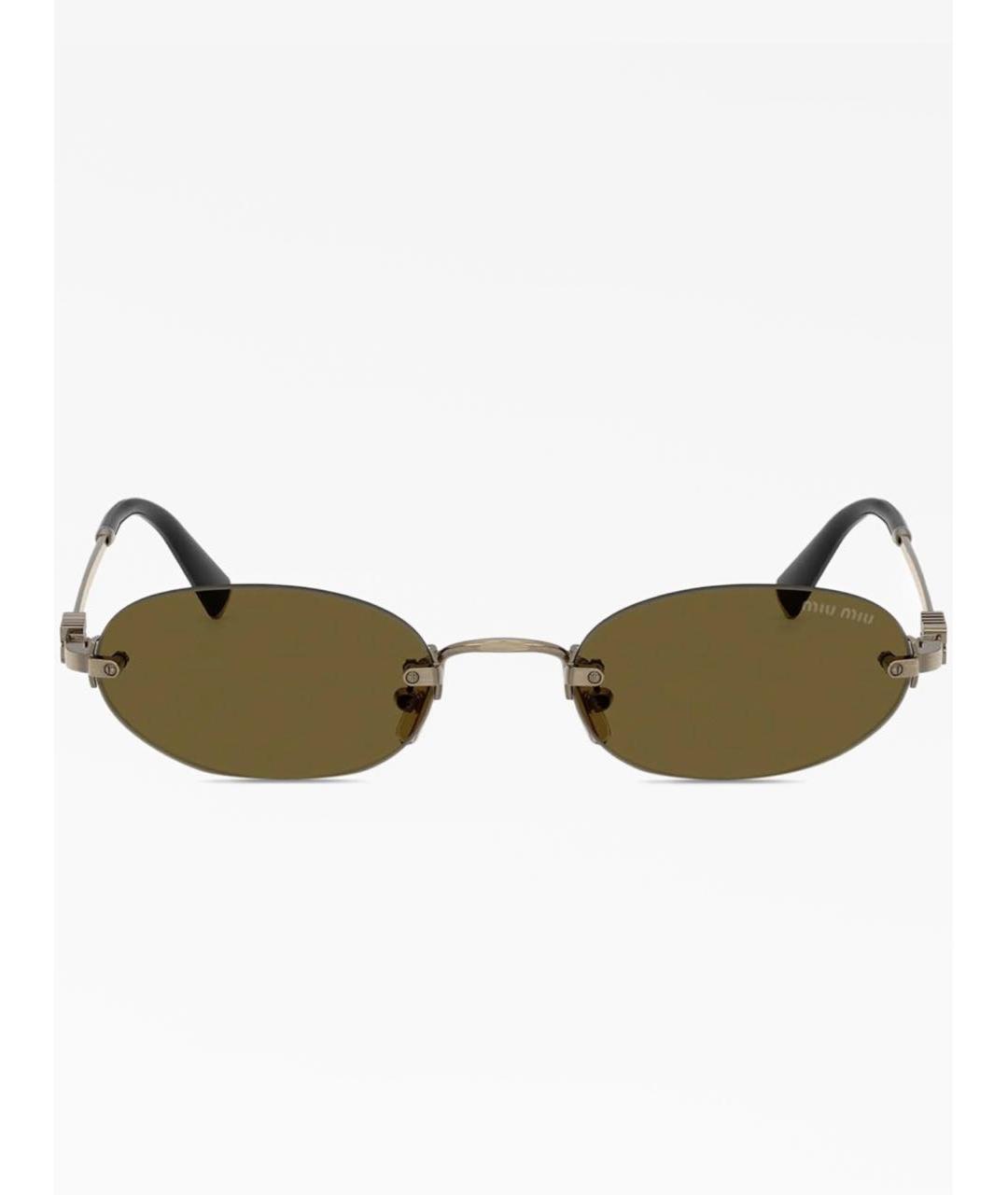 MIU MIU Коричневые металлические солнцезащитные очки, фото 5