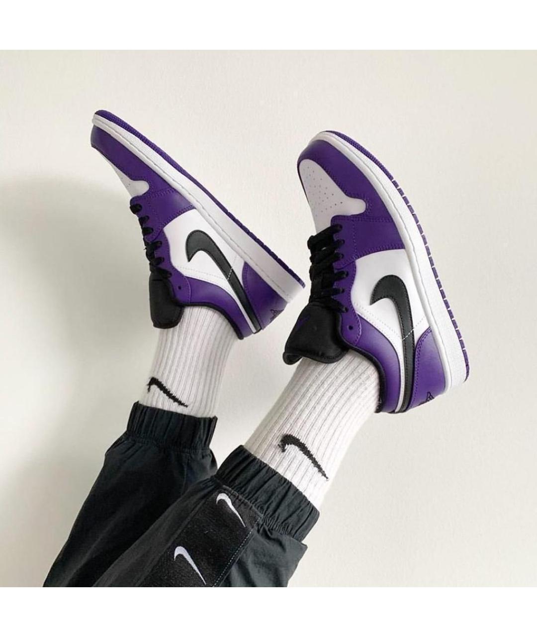 JORDAN Фиолетовые кожаные низкие кроссовки / кеды, фото 5