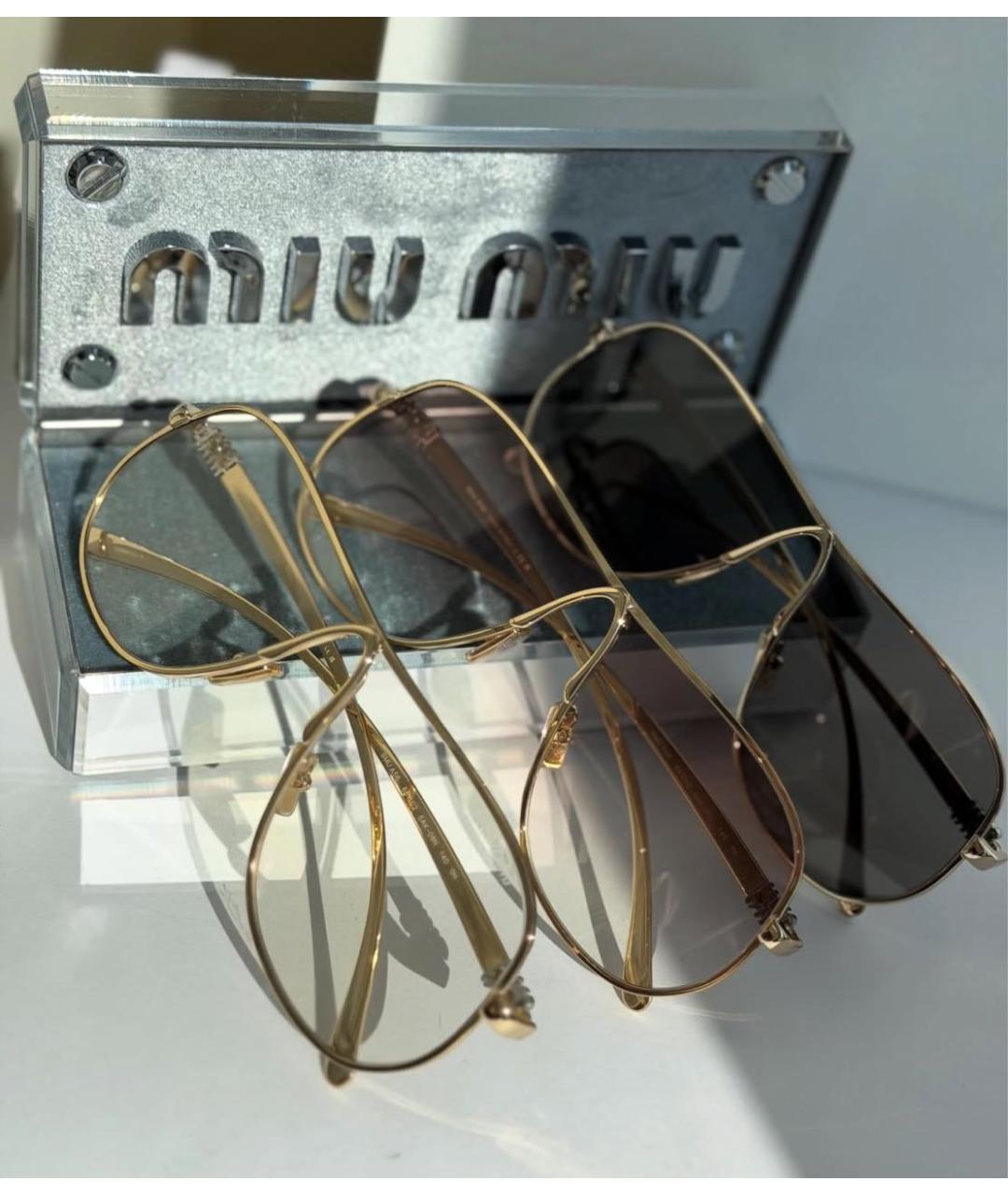 MIU MIU Коричневые металлические солнцезащитные очки, фото 2