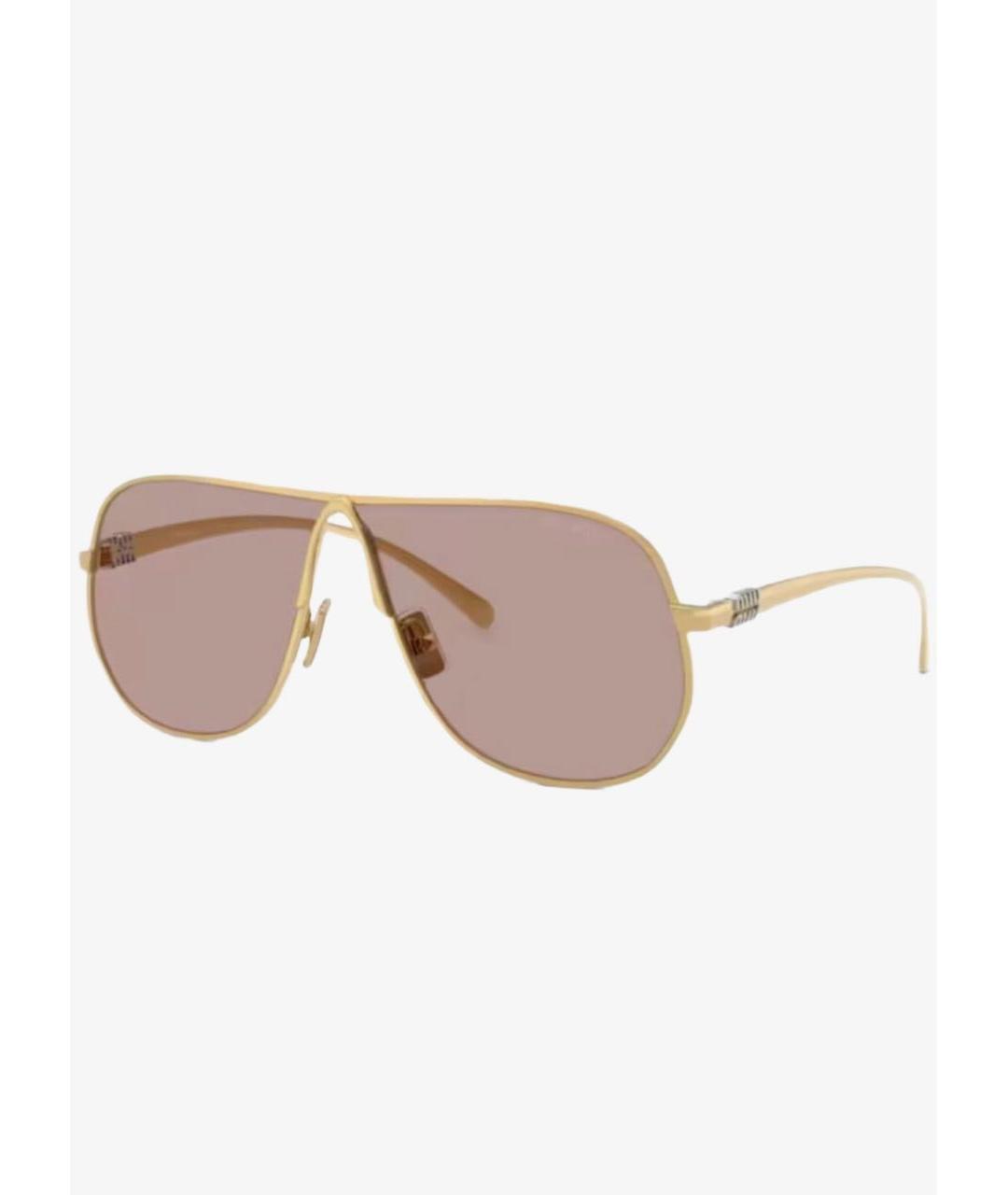 MIU MIU Коричневые металлические солнцезащитные очки, фото 4