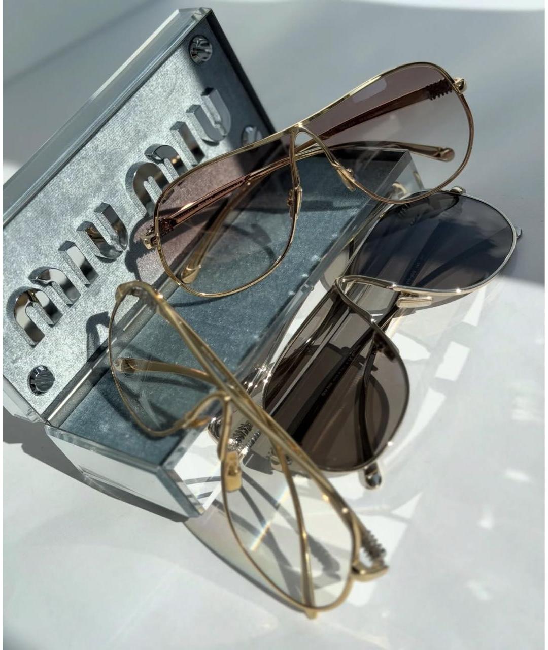 MIU MIU Коричневые металлические солнцезащитные очки, фото 3