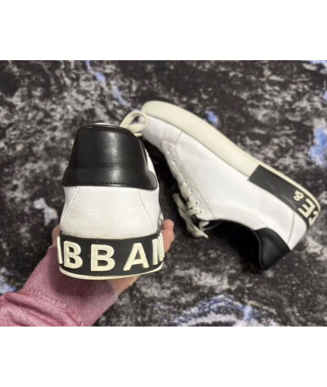 DOLCE&GABBANA Белые низкие кроссовки / кеды из искусственной кожи, фото 2