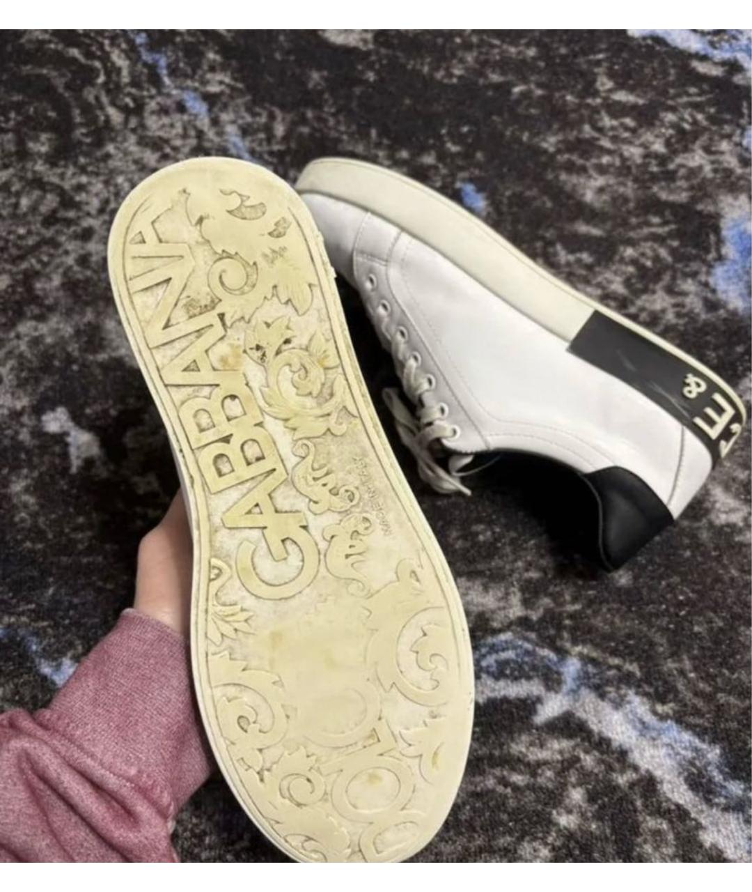 DOLCE&GABBANA Белые низкие кроссовки / кеды из искусственной кожи, фото 3