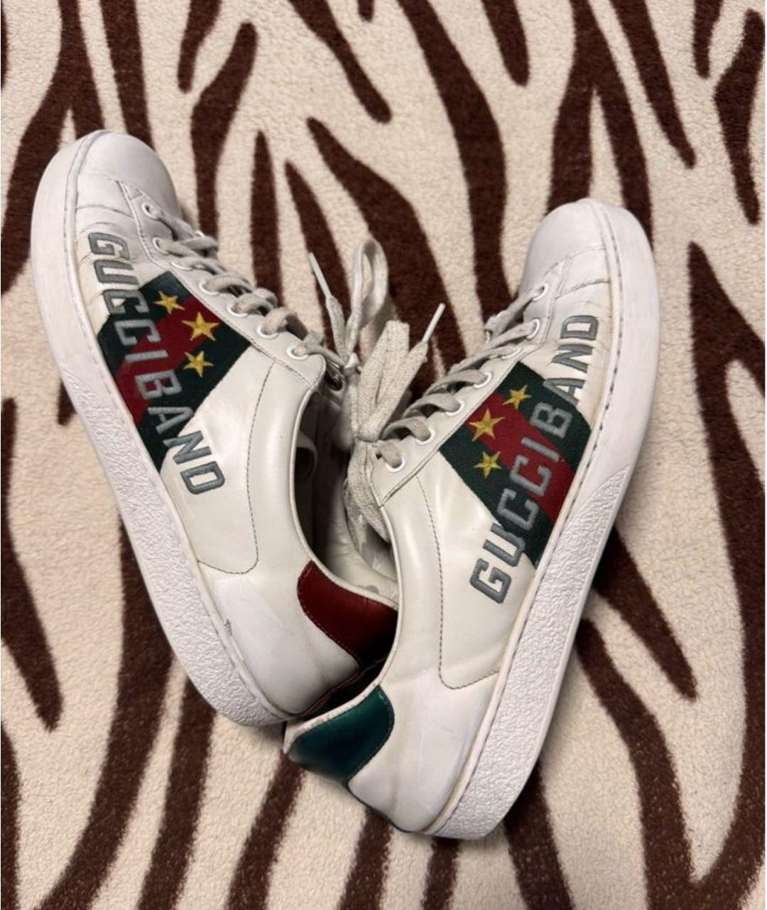 GUCCI Белые кожаные низкие кроссовки / кеды, фото 7