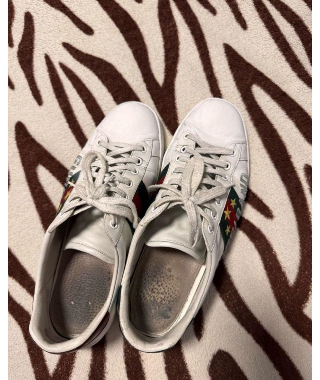 GUCCI Белые кожаные низкие кроссовки / кеды, фото 5